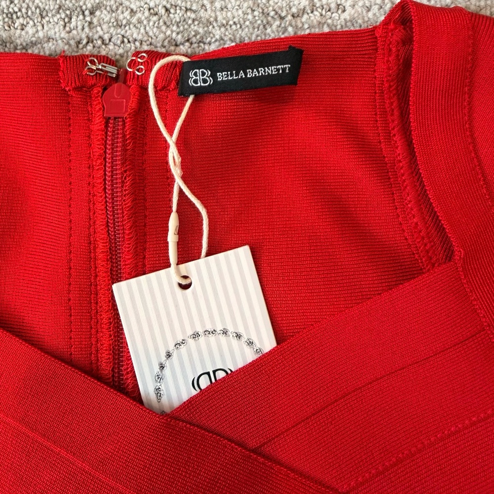 NWT Bella Barnett Bodycon Red Midi Dress Womans SZ. 6 Bandage Dress Holiday - Picture 5 of 14